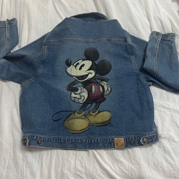 Disney Store Retro Mickey Mouse Painted Back Rhinestone Denim Trucker Ja… - Picture 5 of 15